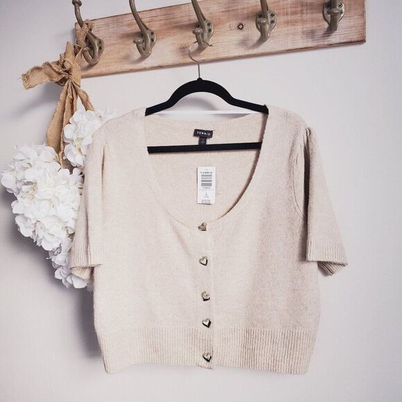 Torrid Vegan Cashmere Cardigan Button- Front Cropped Sweater Size 1X (14-16) NWT - Picture 11 of 16